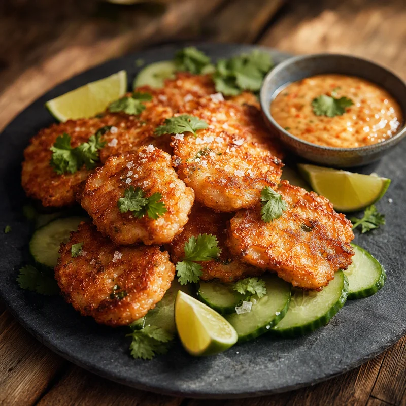 Thai Shrimp Cakes with Sriracha-Lime Remoulade
