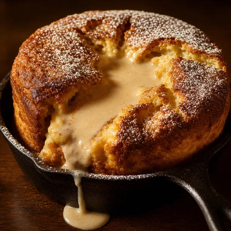 Bread Pudding Soufflé with Bourbon Cream Sauce