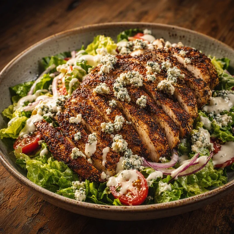 Blackened Chicken Salad with Blue Cheese Buttermilk Dressing